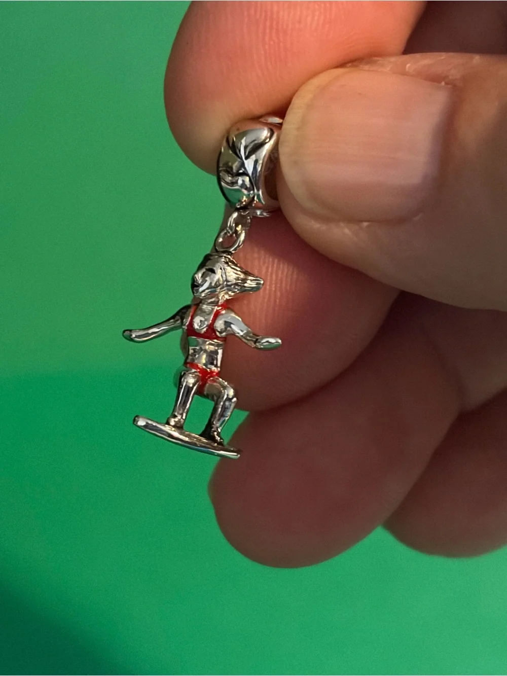 Silver Surfer Girl Charm with Red Bikini